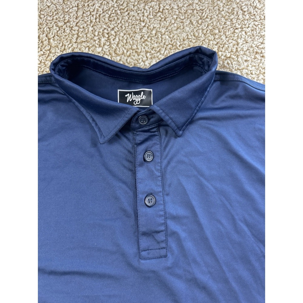 Waggle Brand Golf Polo Shirt Mens Large Blue Short Sleeve Performance Stretch - Picture 5 of 8
